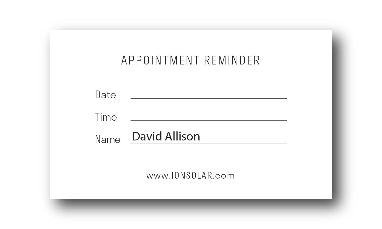 ION Appointment Reminder (3 5 quot x 2 quot ) Ion Solar Corporate Store ION Appointment Reminder (3 5 quot x 2 quot ) Ion Solar Corporate Store